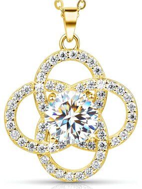 Women’s Silver Gold Sterling Love Moissanite Dainty Jewelry Pendant Necklace